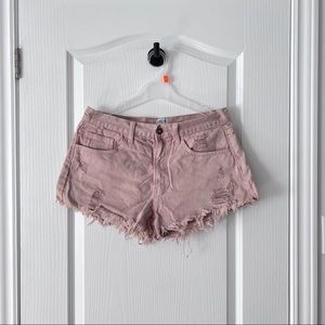Dusty Pink Ripped Jeans Short